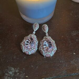 Pink floral drop earrings